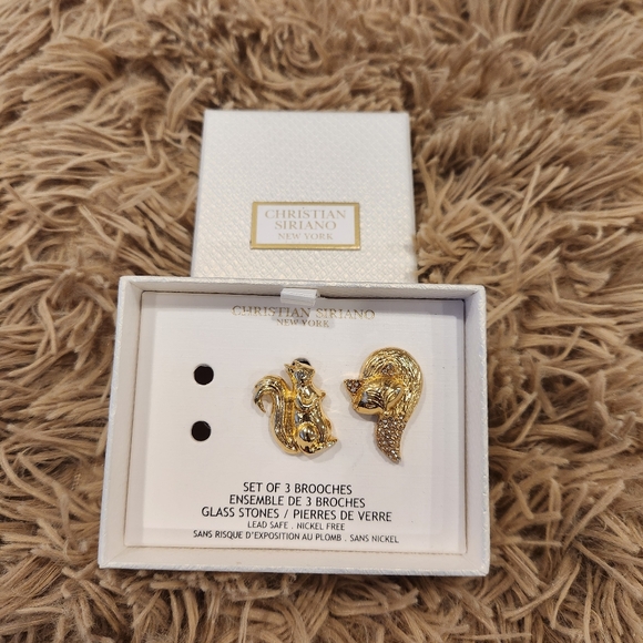 NEW Christian Siriano Set of 2 Gold Animal Brooches - Picture 2 of 5